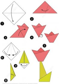 Jak udělat origami tulipán krok za krokem | Vystřihovánky pro děti k vytisknutí zdarma