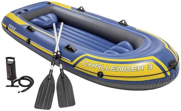 Intex Challenger 3dílná sada nafukovací člun - 295 x 137 x 43 cm - 3dílná - modrá / žlutá