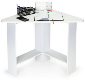 Rohový počítačový stůl - bílý ModernHome