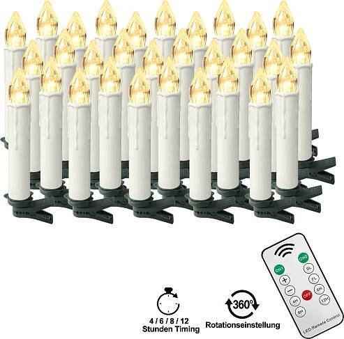 LZQ 30ks teplé bílé vánoční LED svíčky bezdrátové vánoční osvětlení bez plamene řetězové svíčky s časovačem vánoční svíčky pro vánoční stromek vánoční dekorace