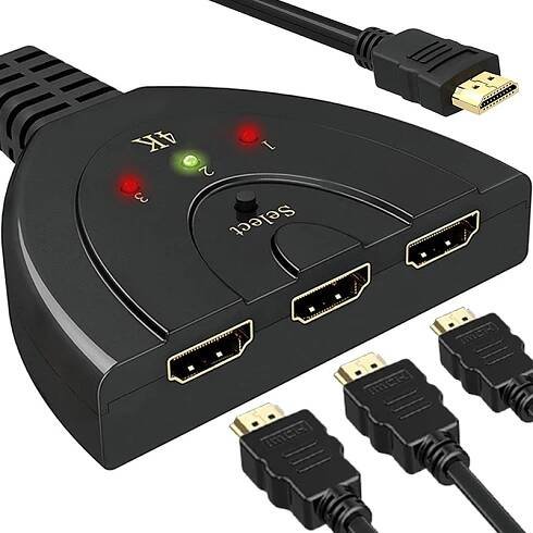 HDMI Splitter 1-3 Port Spínač 3v1 Rozděleč Rozdvojka HDMI Switch 4K 1080p FHD Xbox PS5