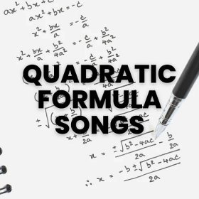 quadratics math problem photograph with text "quadratic formula songs" 