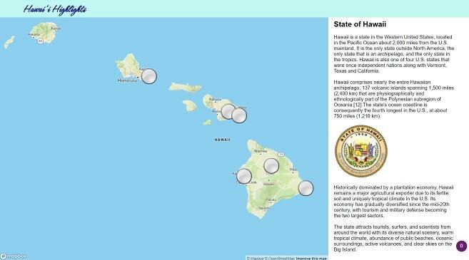 Image of an interactive map of Hawaii