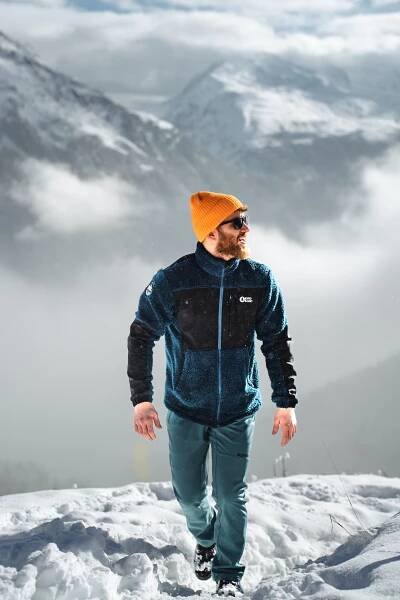 Tmavě modrá pánská sherpa fleece bunda GLEAMY