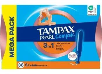 Hygienické tampóny Tampax Tampony s aplikátorem Pearl Compak Super Plus 36 ks