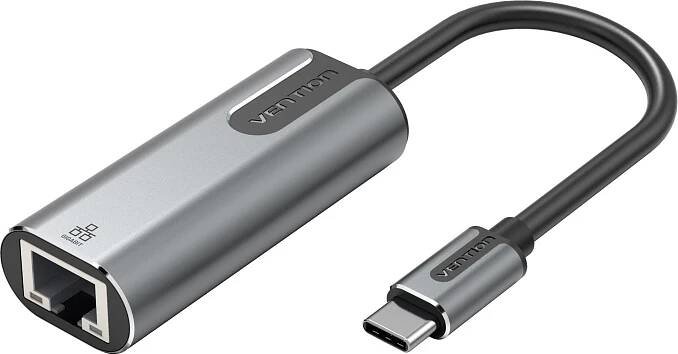 Vention Type-C (USB-C) to RJ-45 Gigabit Ethernet Adapter 0.15M Gray Aluminum Alloy Type