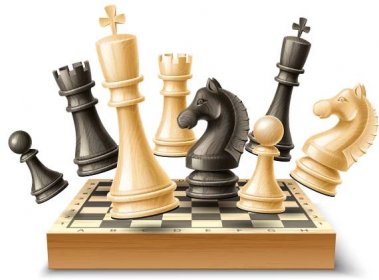 Vector realistic chess pieces and chessboard set
