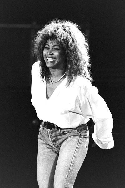 Tina Turner live on stage at Wembley 1990.