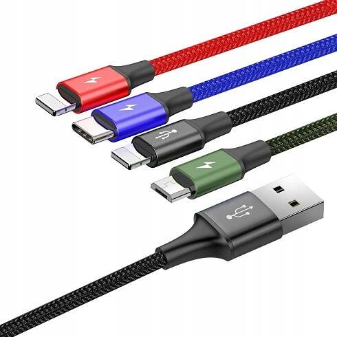 USB kabel 4v1 Sada kabelů (2x Lightning + USB-C + micro USB) 1,2 m Baseus