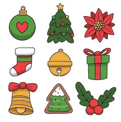Colección de elementos navideños dibujad... | Free Vector #Freepik #freevector #elementos-navide… | Новогодние записки, Рождественские открытки, Новогодние открытки