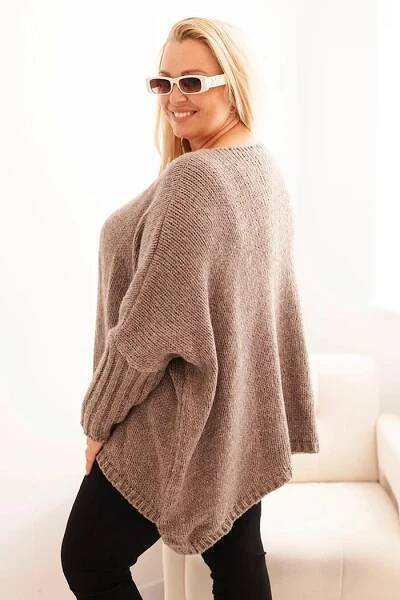 Asymetrický oversize svetr ve volném střihu model IT86 barva fango