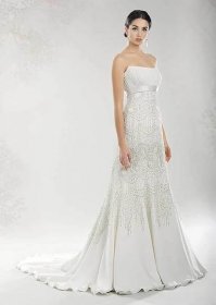 A-line svatební šaty zdobené perlami