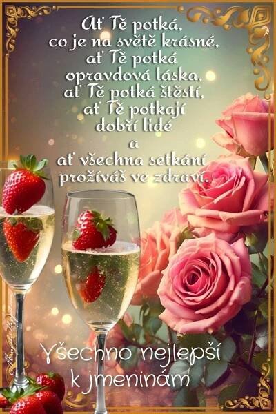 two glasses of wine with strawberries and roses