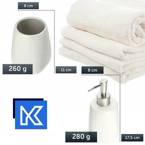 KOUPELNOVÁ SADA WC DO KOUPELNY DÁVKOVAČ MÝDLA HRNEK BÍLÝ KERAMICKÝ 2v1 Kód výrobce K8186