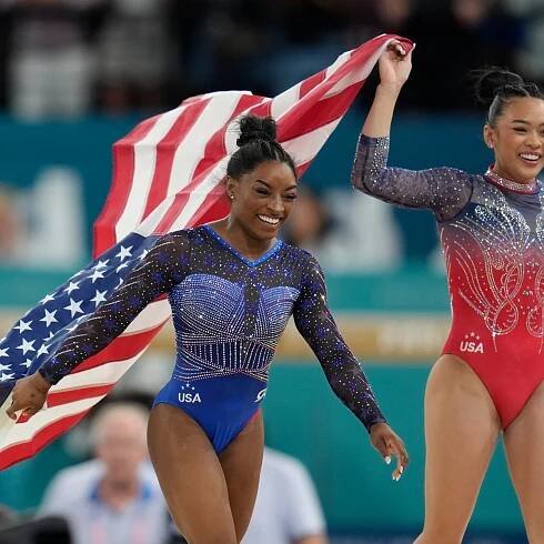 Simone Biles edges Brazil's Rebeca Andrade for her second Olympic all-around gymnastics title
