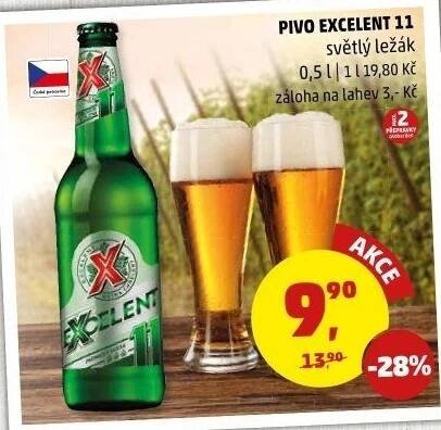 Pivo světlý ležák 11° Excelent Gambrinus v akci Penny Market od 2.10.2017