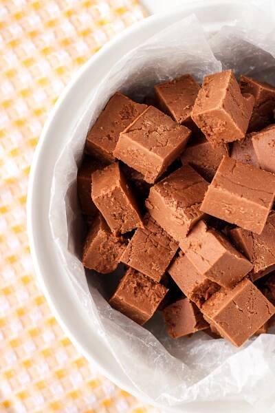 Fudge Special in a large ceramic container