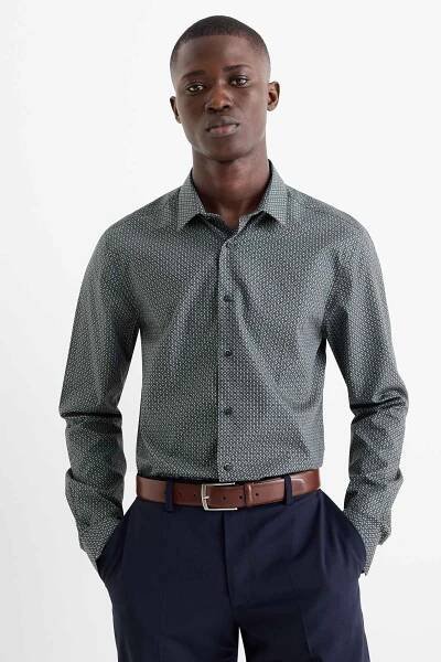 Business košile - slim fit - kent - snadné žehlení - s minimalistickým potiskem