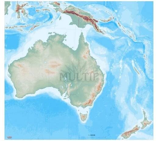 Velká mapa Austrálie a Oceánie