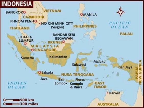Map of Sumatra, Indonesia