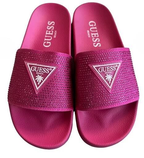 Dámské nazouváky GUESS E4GZ25 růžové s kamínky