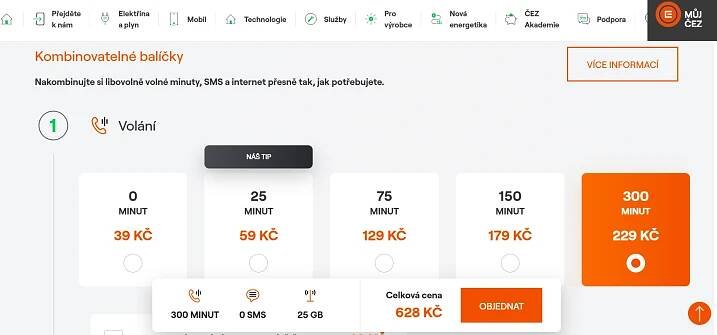 Čez Mobil Kombinace Vlastního Tarifu