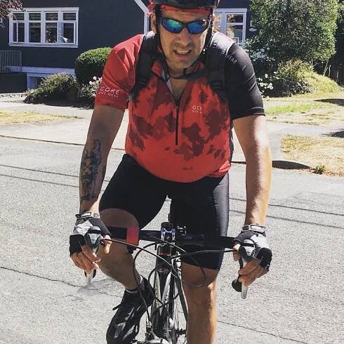 Mike Alexander going out for a training ride