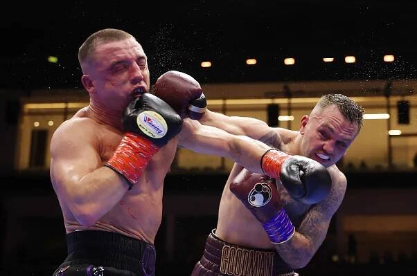 Nick Ball and Sam Goodman boxing.