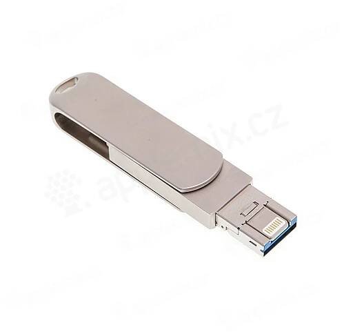 Flash disk 32 GB 3v1 pro Apple iPhone / MacBook a další zařízení - Lightning / USB / USB-C - kovový - stříbrný (11)