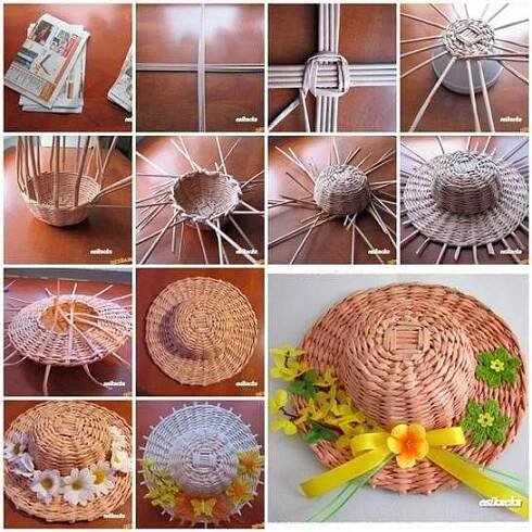 DIY Woven Paper Decorative Hat | Newspaper crafts, Newspaper crafts diy, Magazine crafts