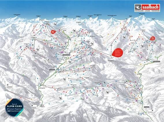 Saalbach Hinterglemm - mapa sjezdovek