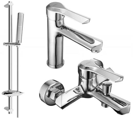 MEXEN - Saber DB72 Set umyvadlové a vanové baterie s příslušenstvím, chrom 72103DB72-00
