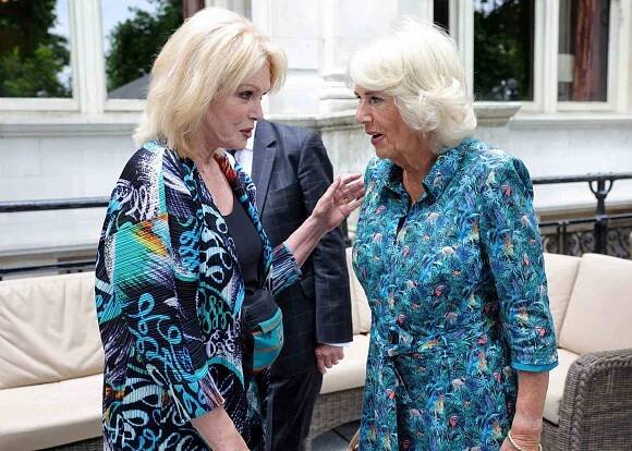 LONDON, ENGLAND - JULY 12: Camilla, Duchess of Cornwall with Joanna Lumley (L) during The Oldie Luncheon, in celebration of the Duchess's 75th Birthday, at National Liberal Club on July 12, 2022 in London, England. (Photo by Chris Jackson/Getty Images)
