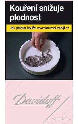 Kartonové balení cigarety s filtrem tvrdá krabička Davidoff Blush SSL - Line kolek R 180 Kč 10x20 ks