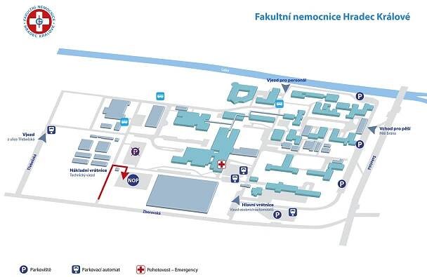 Změna parkování u Pavilonu akademika Bedrny | Fakultní nemocnice Hradec Králové