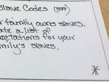 School Asks Students to Pretend Families Own Slaves