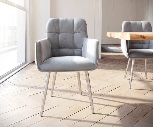 Křeslo Juno-Flex Velvet Grey 4-nohé kónické z nerezové oceli - Obrázek 2