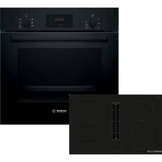 Bosch Einbau-Backofen-Set, HBF133BA1 + PVS811B16E, Einbau-Backofen, Kochfeld mit Dunstabzug (Induktion) HBD231FB80 - Schwarz