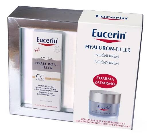 EUCERIN PROMO HYALURON FILLER CC krém (odstín světlý) 50ml + noční krém 20ml zdarma