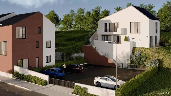 3D vizualizace exteriéru - bytový dům s parkovištěm 