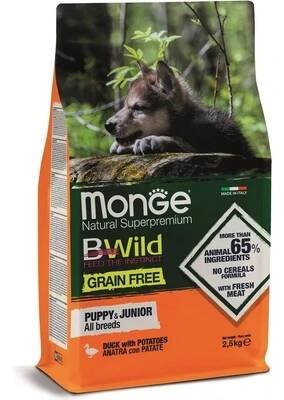 Monge BWild Grain Free Puppy & Junior All Breeds kachna s bramborem 2,5 kg od 521 Kč - Heureka.cz