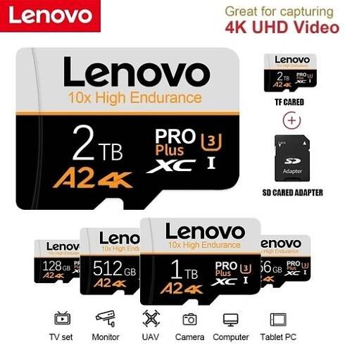 Lenovo vysokorychlostní micro SD karta 1TB/2TB - karta třídy 10 XC TF s adaptérem