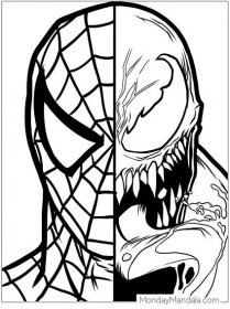 Venom And Spider-Man Detailed Coloring Page