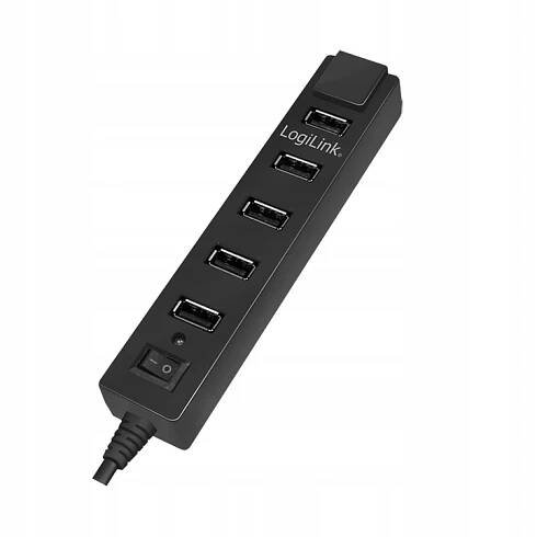 Aktivní USB hub 2.0 7-portový LogiLink s vypínačem, napájecí zdroj 5V/3,5A, 480Mb/s