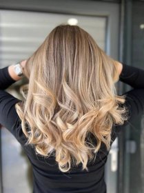 Balayage hair technique, with a beautiful warm blonde.