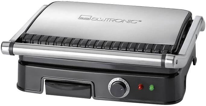 Clatronic KG 3487 elektrický gril, kontaktní gril, černá, nerezová ocel