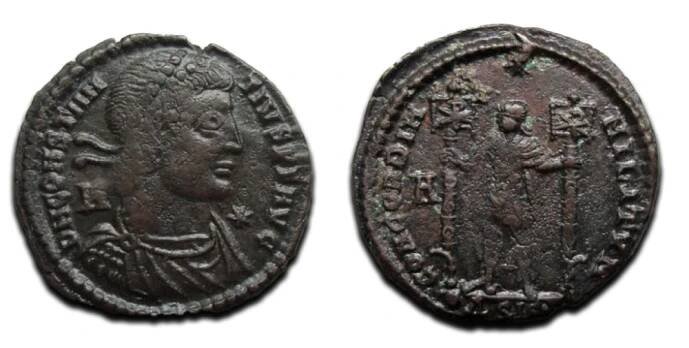 Constantius II - concordia militvm scarce struck by Vetranio  (AU2055)