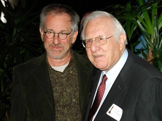 Steven Spielberg and his father Arnold during the 78th Annual Academy Awards Nominees Luncheon