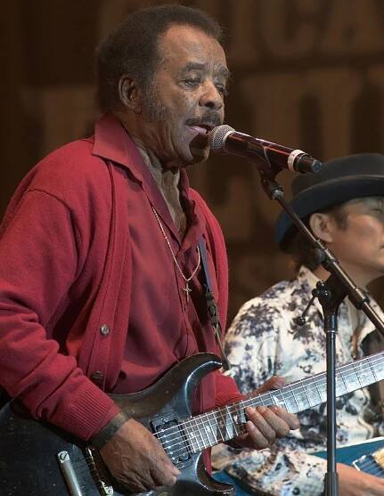 Jimmy Johnson performs at the The Chicago Blues Festival in Chicago, Illinois on June 12, 2016