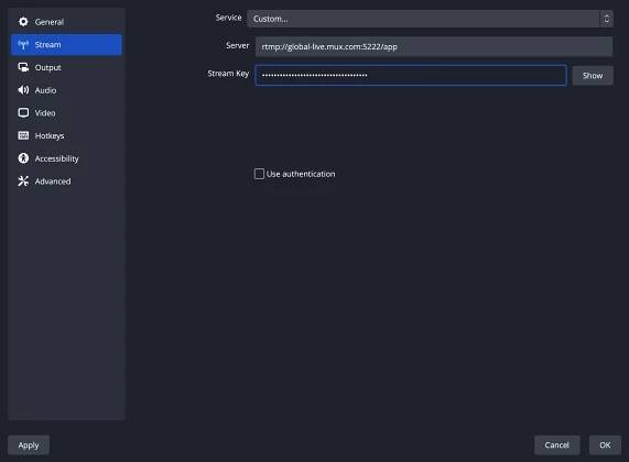 Configure your broadcast software